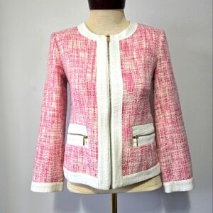 KARL LAGERFELD Pink and White Tweed Jacket. Size 2